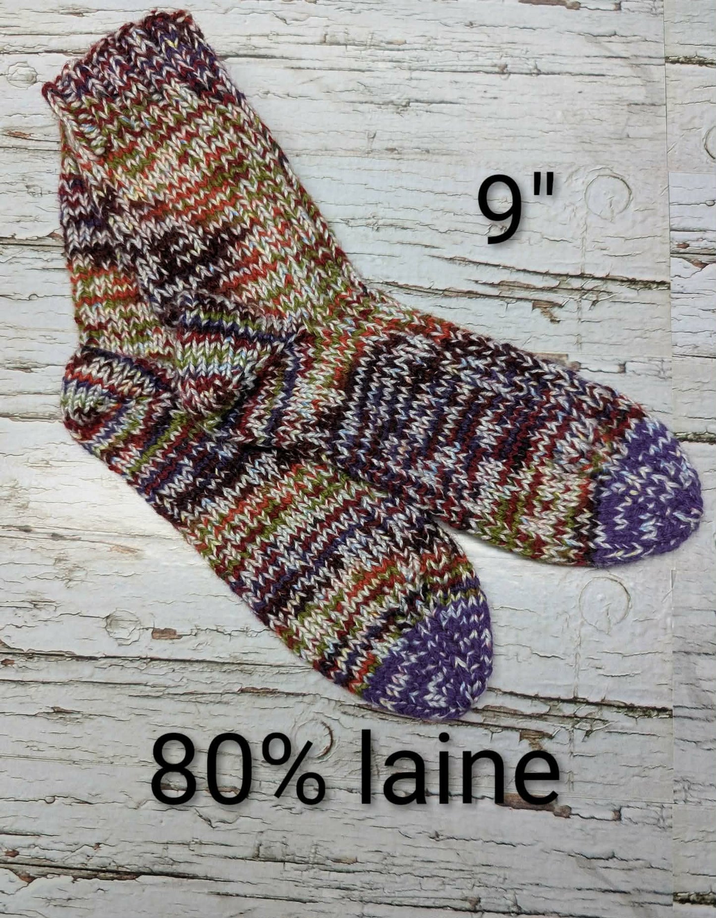 Bas de laine tricotés-(9")
