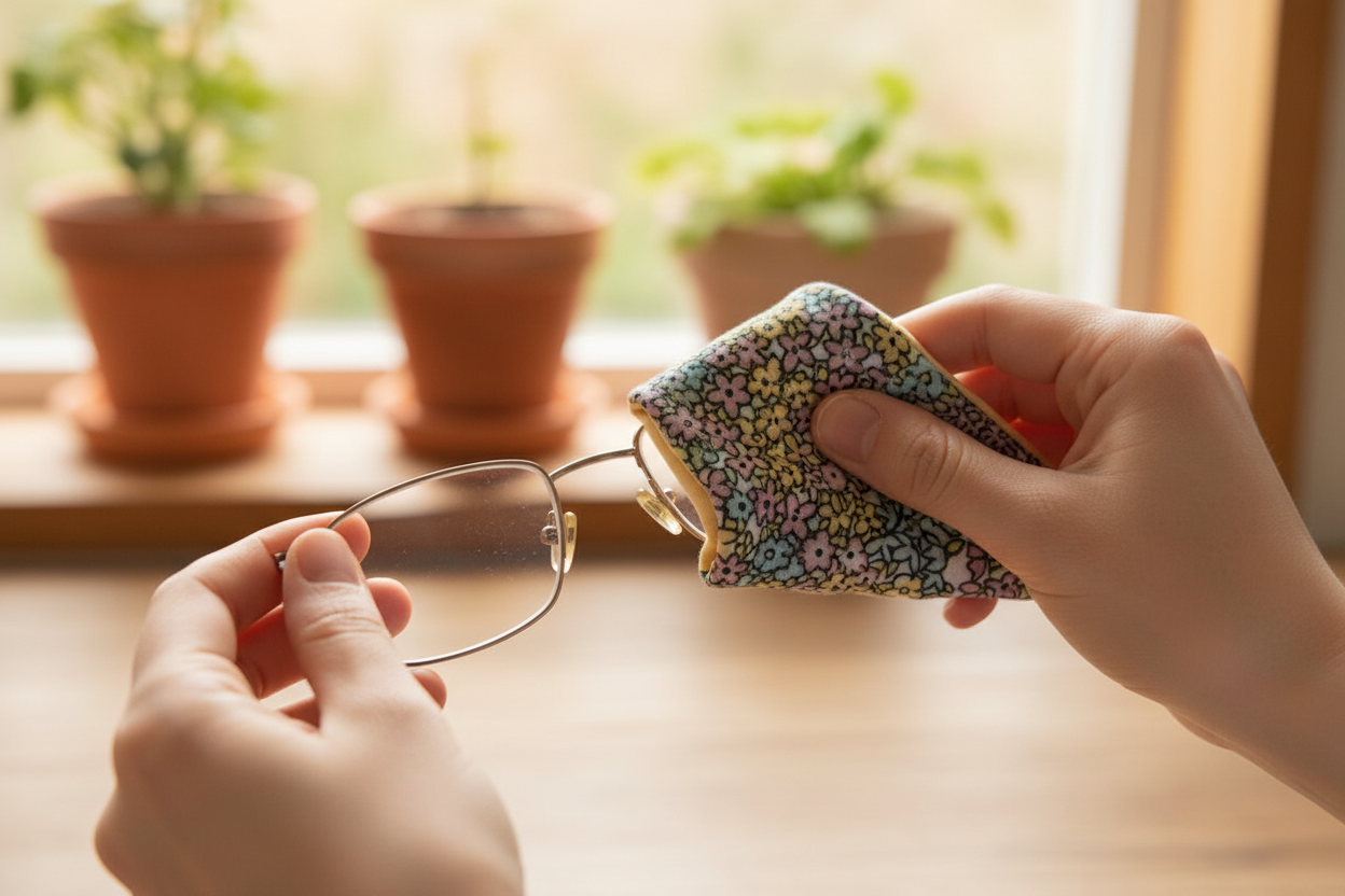 Essuie-lunettes artisanal double face - Coton et microfibre