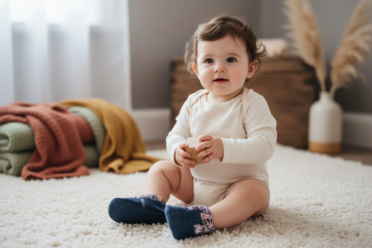 Pantoufles Bébé en jeans Doublé Polar (6-12 mois)