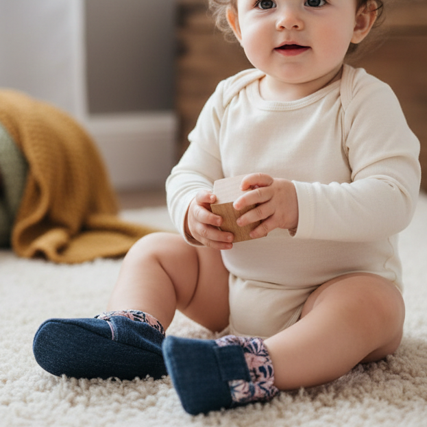 Pantoufles Bébé en jeans Doublé Polar (6-12 mois)