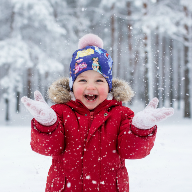 Tuque enfant doublée micropolar avec pompon amovible - 4 ans (44 cm)