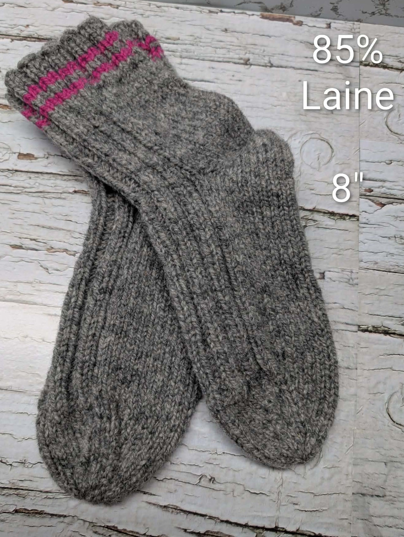 Bas de laine tricotés-(8")