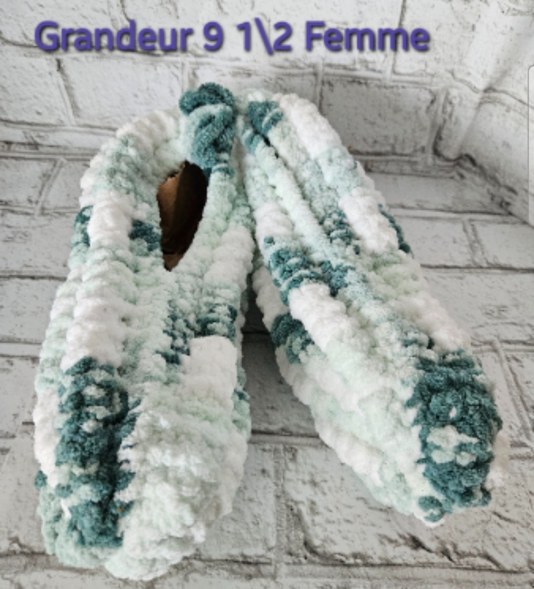 Pantoufles en laine tricotées–Femme 9.5