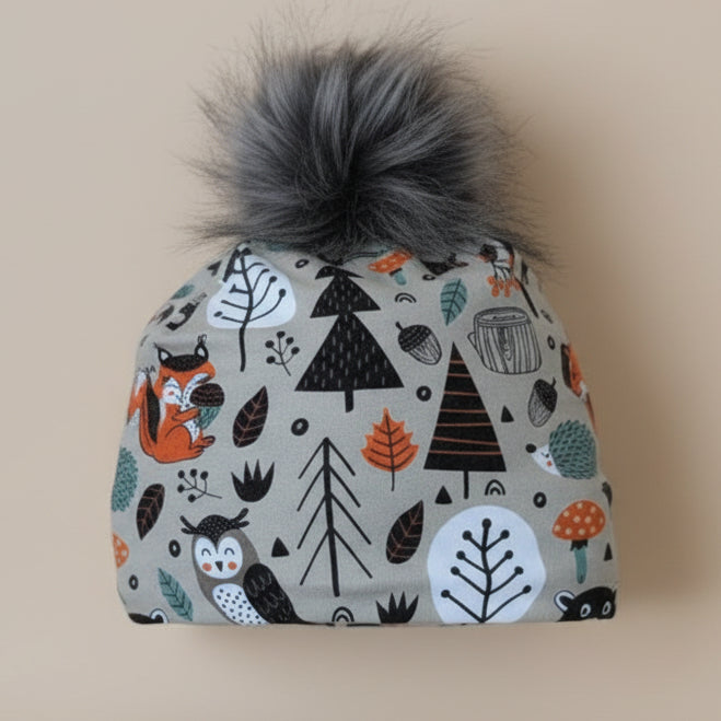 Tuque enfant doublée micropolar avec pompon amovible - 4 ans (44 cm)