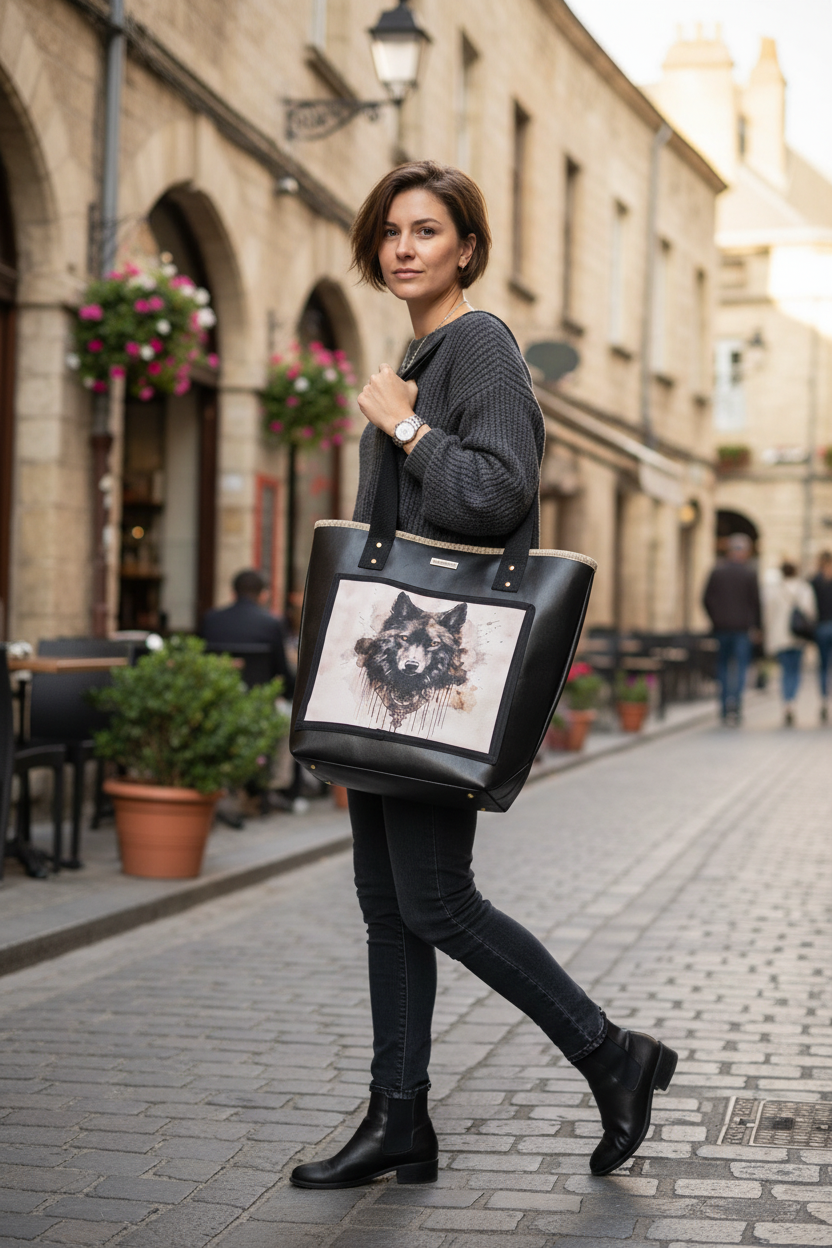 Grand sac Cabas en simili cuir