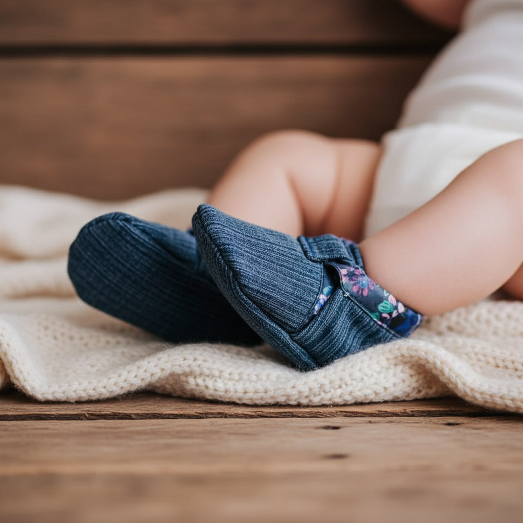 Pantoufles Bébé en jeans Doublé Polar (6-12 mois)