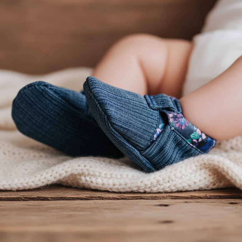 Pantoufles Bébé en jeans Doublé Polar (6-12 mois)