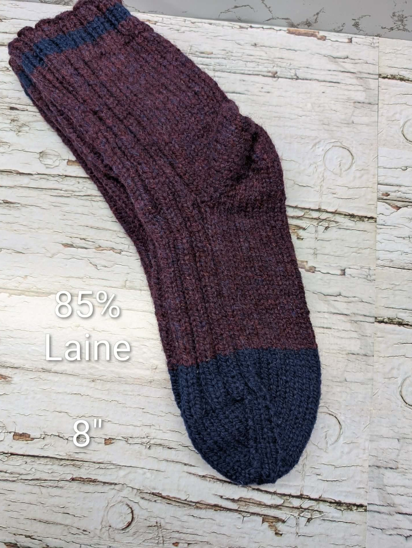 Bas de laine tricotés-(8")