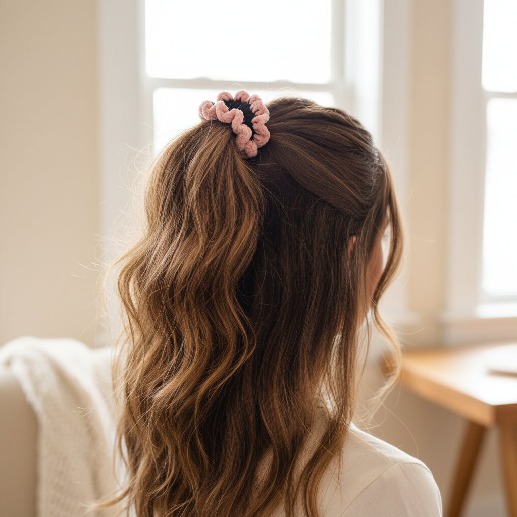 Chouchou en laine velvet - Noir & Rose