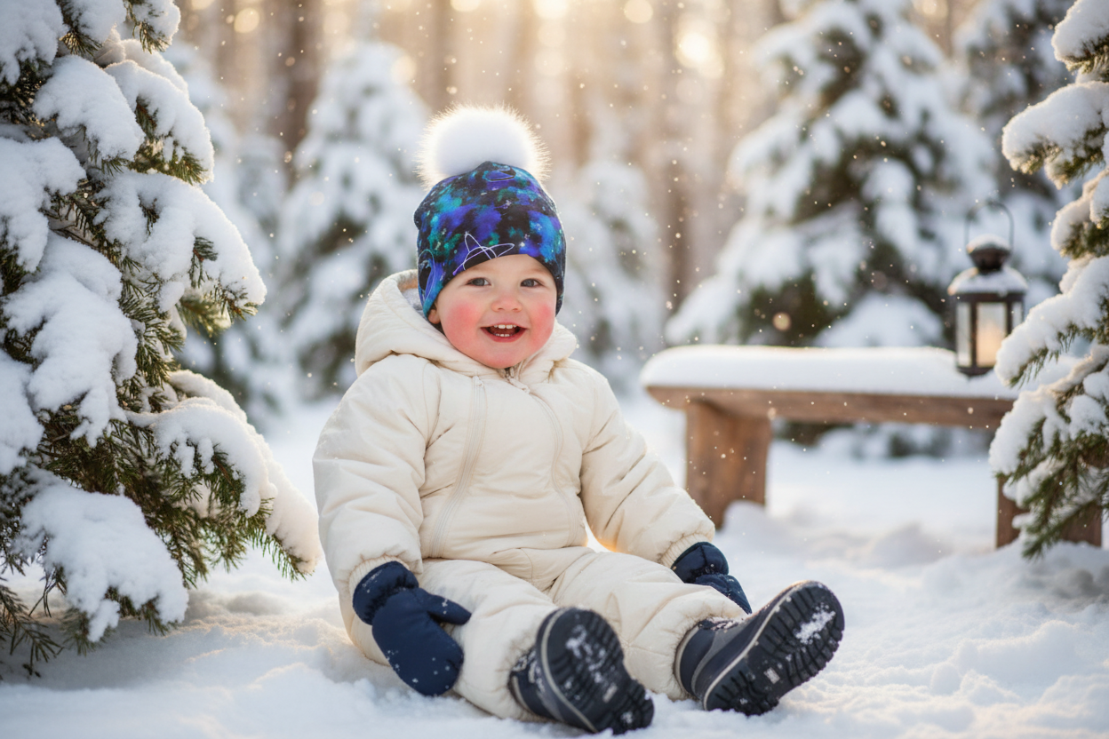 Tuque enfant doublée micropolar avec pompon amovible - 3 ans (42 cm)