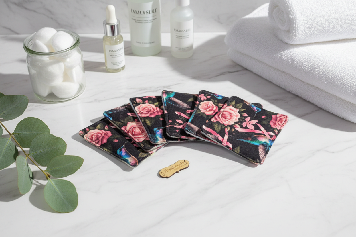 Ensemble-Pochette avec lingettes démaquillantes réutilisables
