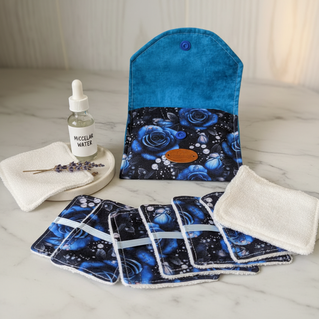 Ensemble-Pochette avec lingettes démaquillantes réutilisables