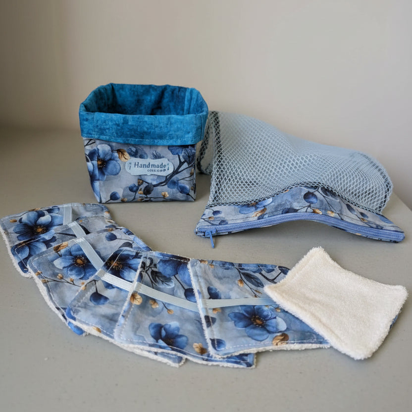Ensemble-Panier avec lingettes démaquillantes réutilisables et sac de lessive