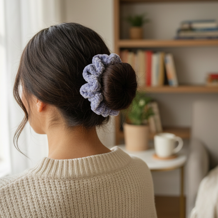 Chouchou en laine velvet - Mauve