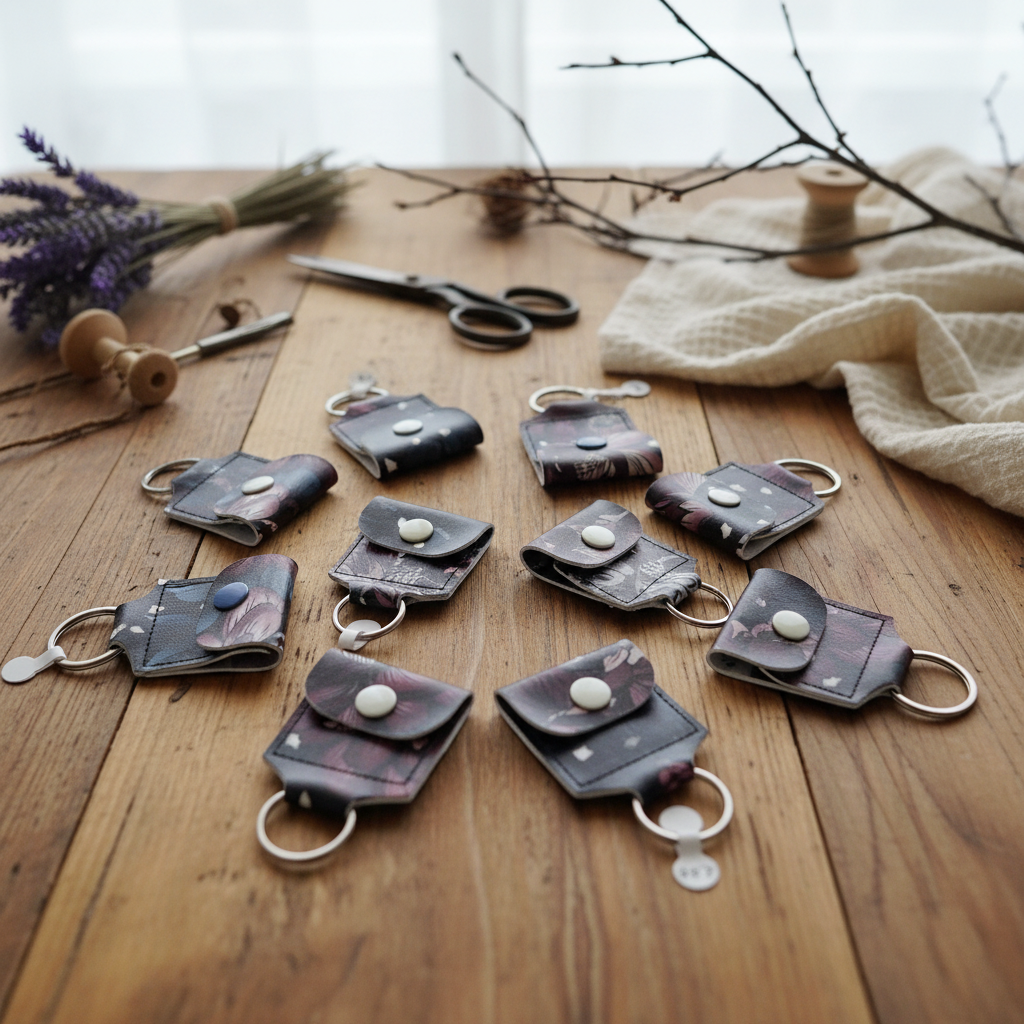 Mini porte-clé avec pochette à bouton pression