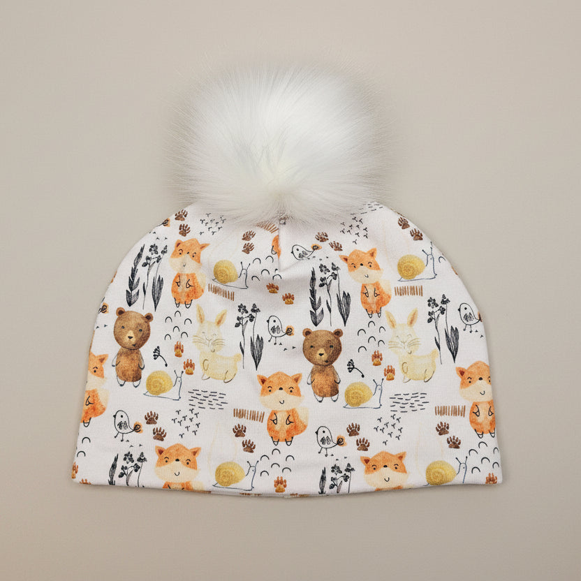 Tuque enfant doublée micropolar avec pompon amovible - 2 ans (40 cm)