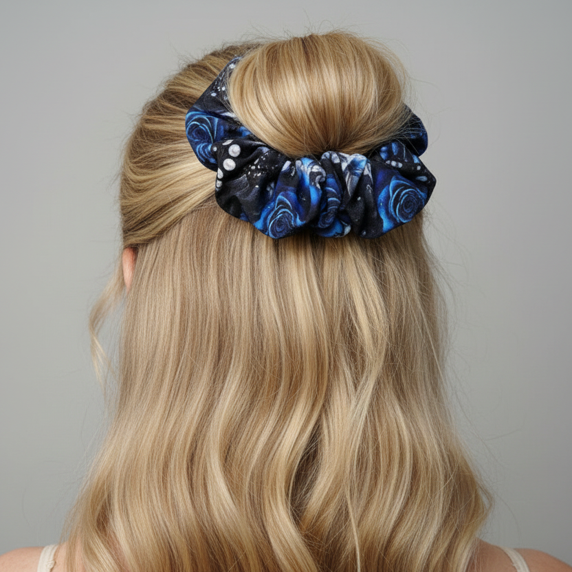 Chouchou (fleuri bleu-perle)