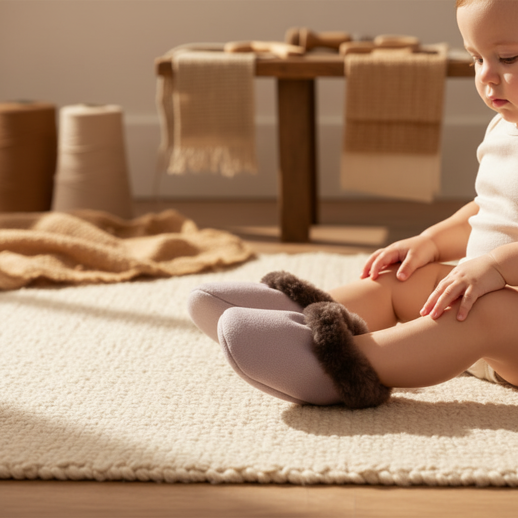 Pantoufles Bébé en suedine Doublé fausse fourrure (6-12 mois)
