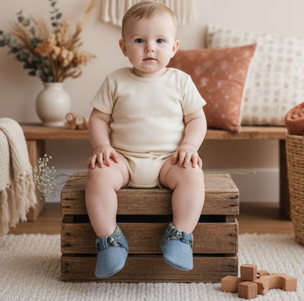 Pantoufles Bébé en jeans Doublé Polar (6-12 mois)