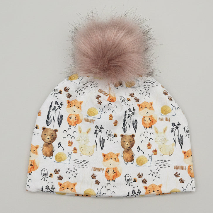 Tuque enfant doublée micropolar avec pompon amovible - 2 ans (40 cm)