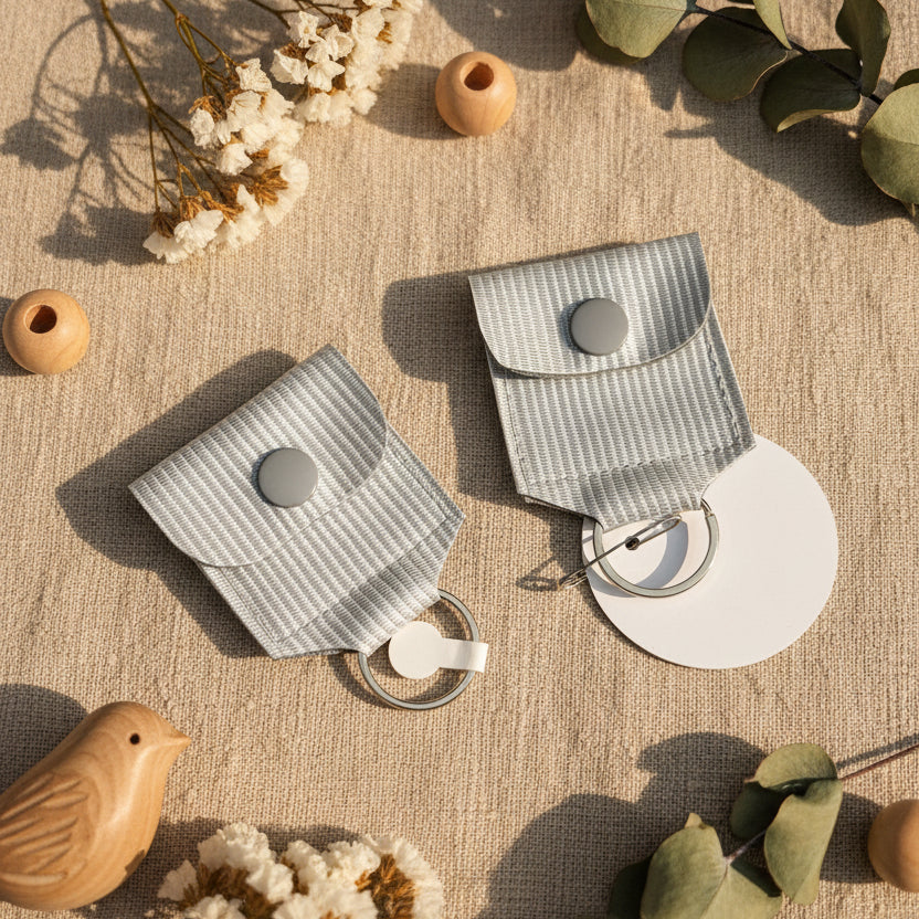 Mini porte-clé avec pochette à bouton pression