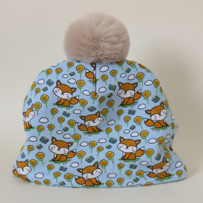Tuque enfant doublée micropolar avec pompon amovible - 2 ans (40 cm)