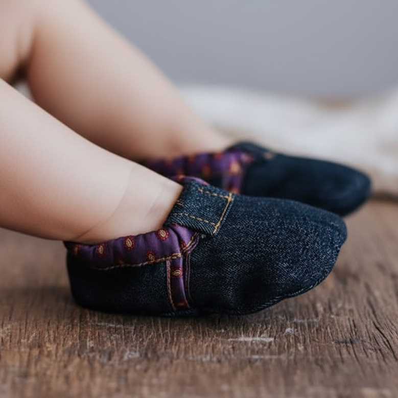 Pantoufles Bébé en jeans Doublé Polar (6-12 mois)