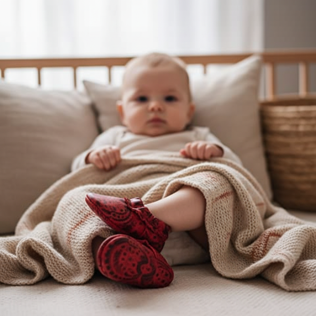 Pantoufles Bébé en Cuir Doublé Polar (3-6 mois)