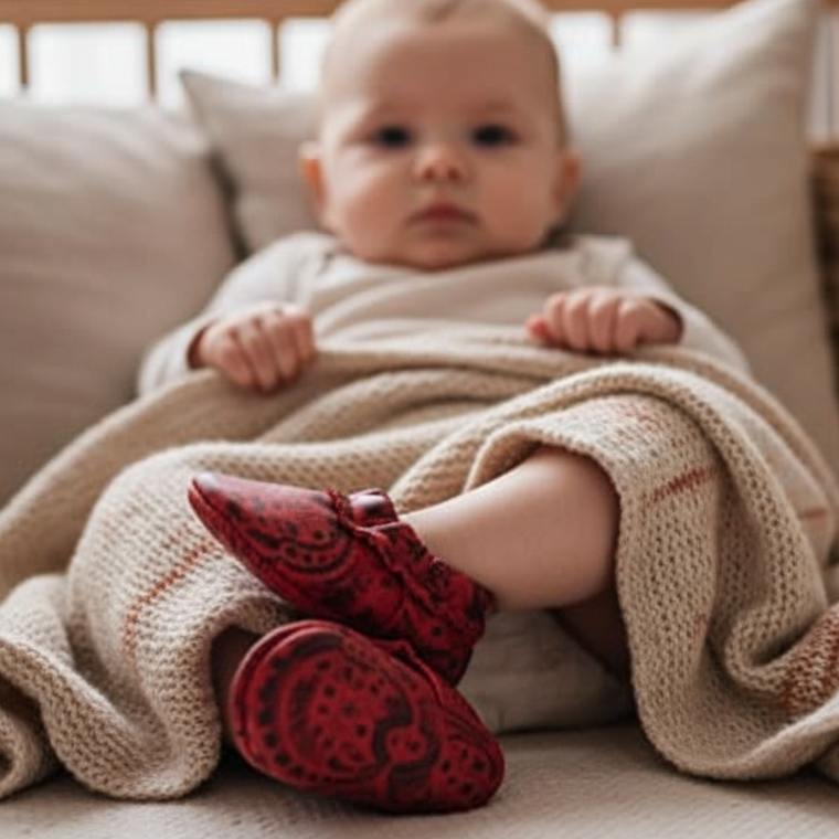 Pantoufles Bébé en Cuir Doublé Polar (3-6 mois)