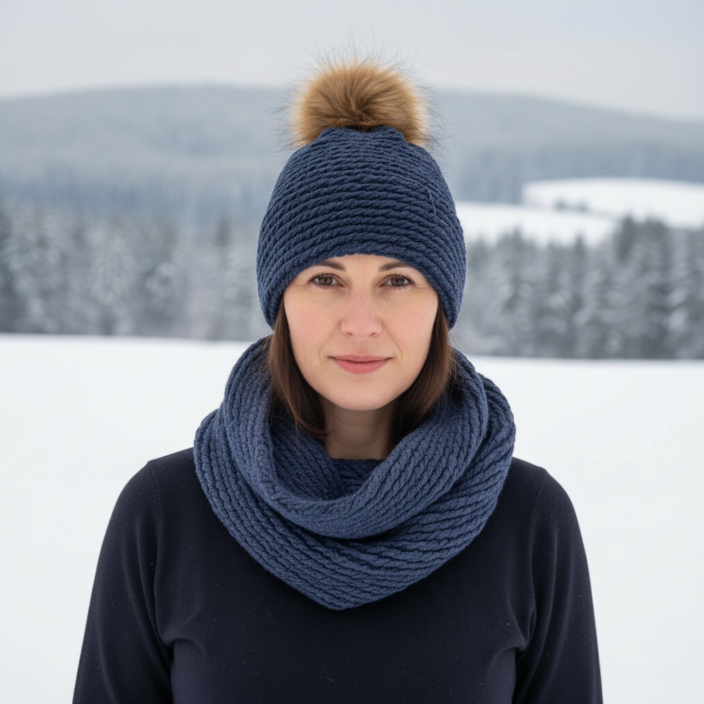 Ensemble tuque et cache-cou en tissu doublé micro-polar