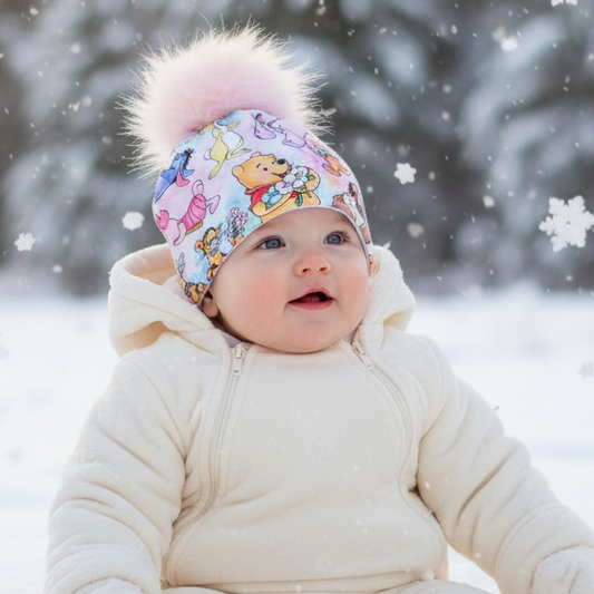 Tuque enfant doublée micropolar avec pompon amovible - 1 an (38 cm)