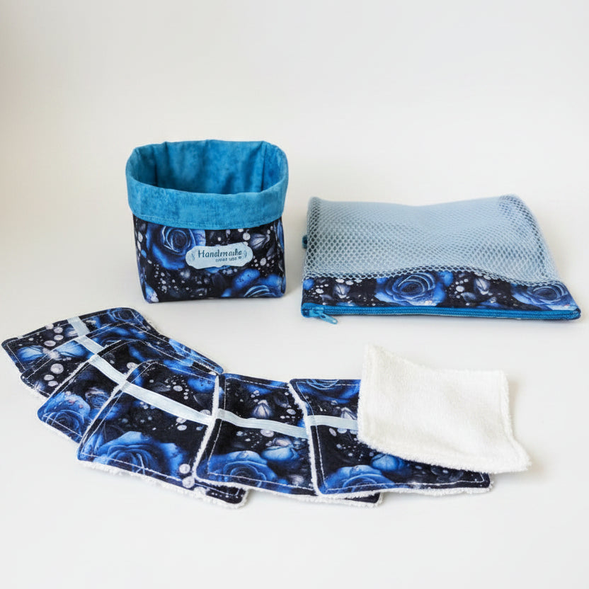 Ensemble-Panier avec lingettes démaquillantes réutilisables et sac de lessive