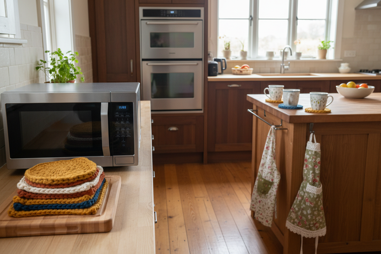 Cuisine chaleureuse avec accessoires artisanaux