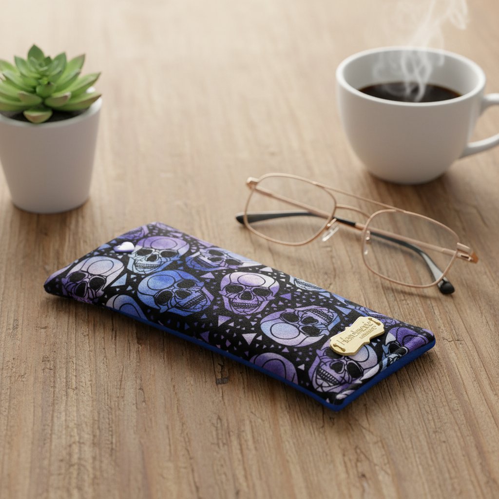 Étui à lunettes coussiné avec fermeture à bouton snap