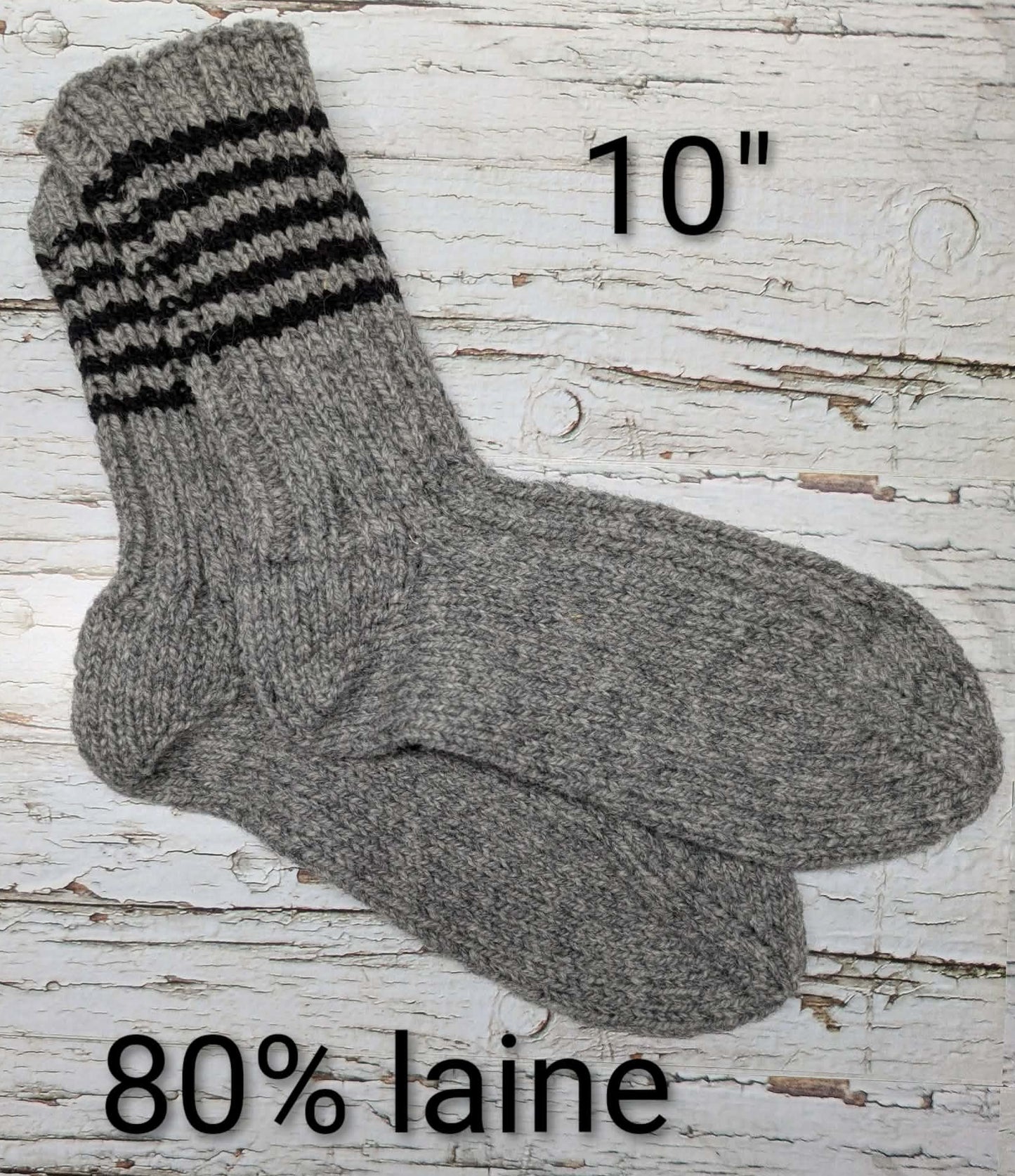 Bas de laine tricotés-(10")