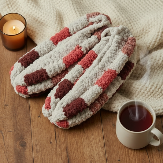 Pantoufles en laine tricotées–Femme 8