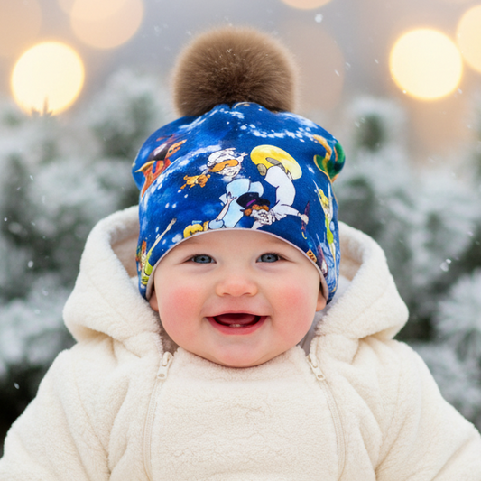 Tuque enfant doublée micropolar avec pompon amovible - 1 an (38 cm)