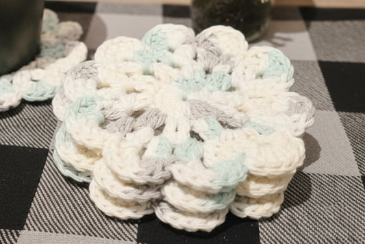 Ensemble de 4 Sous-verres en laine au crochet-Ton pastel