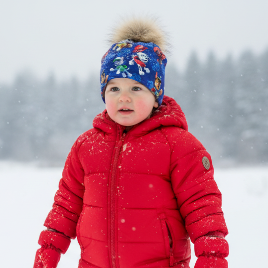 Tuque enfant doublée micropolar avec pompon amovible - 2 ans (40 cm)