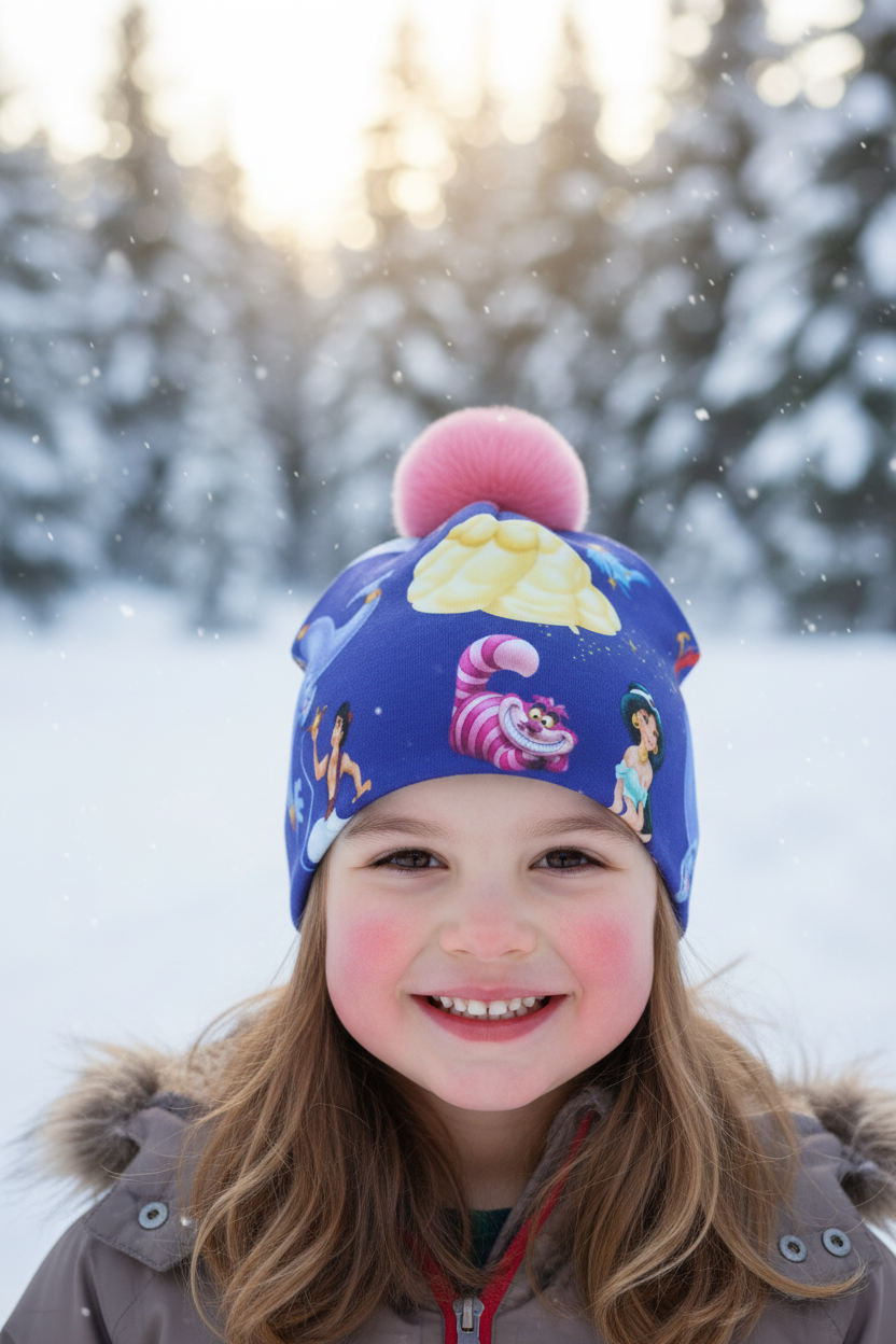 Tuque enfant doublée micropolar avec pompon amovible - 4 ans (44 cm)