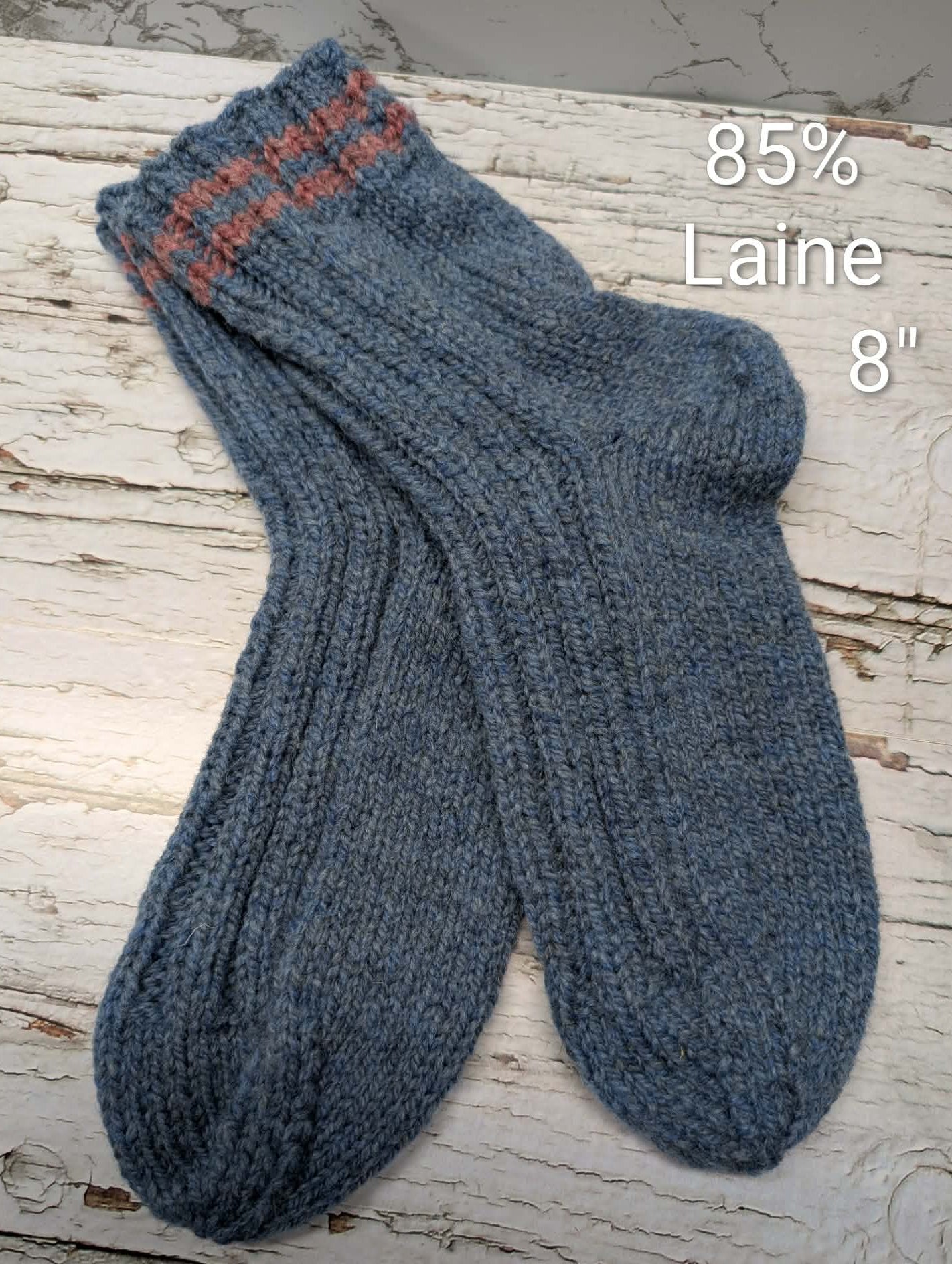 Bas de laine tricotés-(8")
