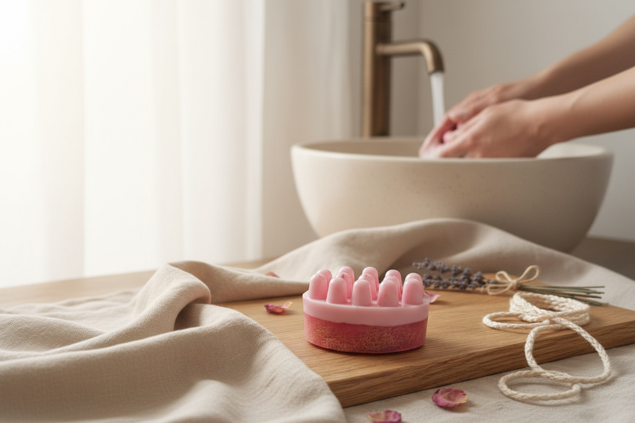 Savon Exfoliant avec Éponge Intégrée
