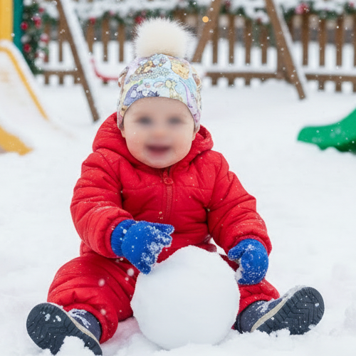 Tuque enfant doublée micropolar avec pompon amovible - 1 an (38 cm)