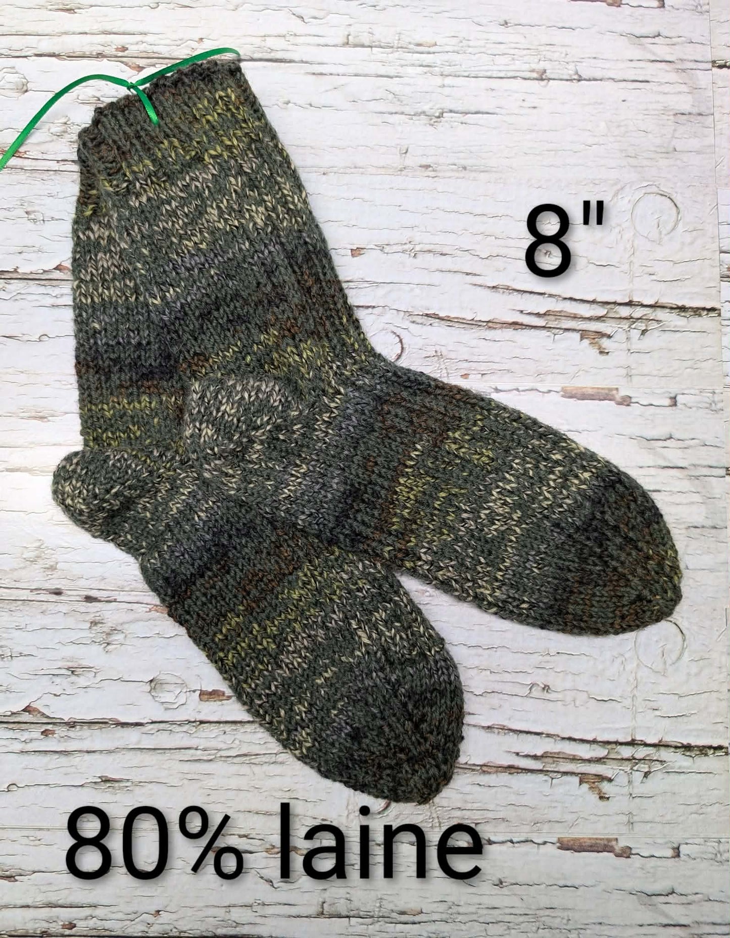 Bas de laine tricotés-(8")