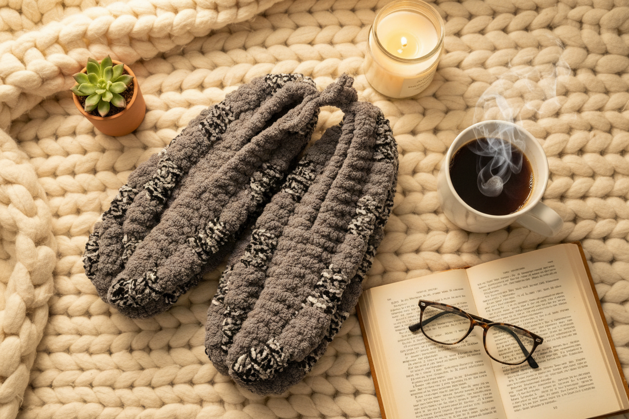 Pantoufles en laine tricotées–Homme 9