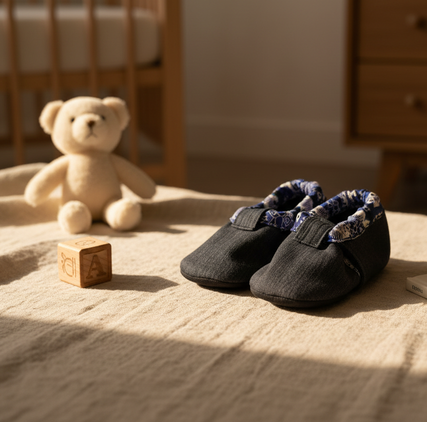 Pantoufles Bébé en jeans Doublé Polar (6-12 mois)