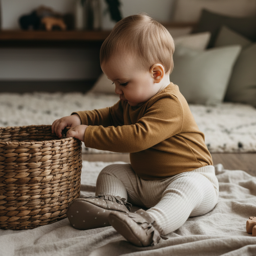 Pantoufles Bébé en Cuir Doublé Polar (6-12 mois)