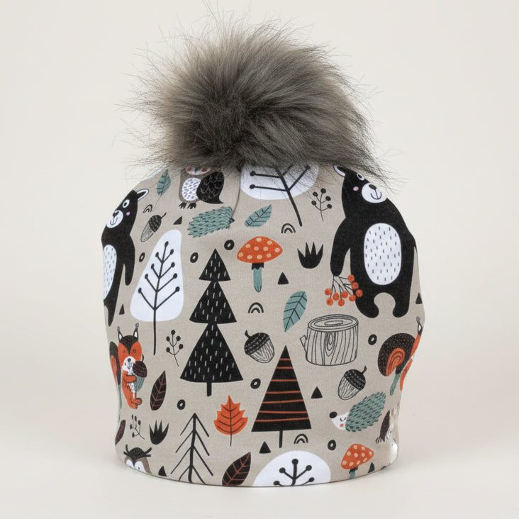 Tuque enfant doublée micropolar avec pompon amovible - 2 ans (40 cm)