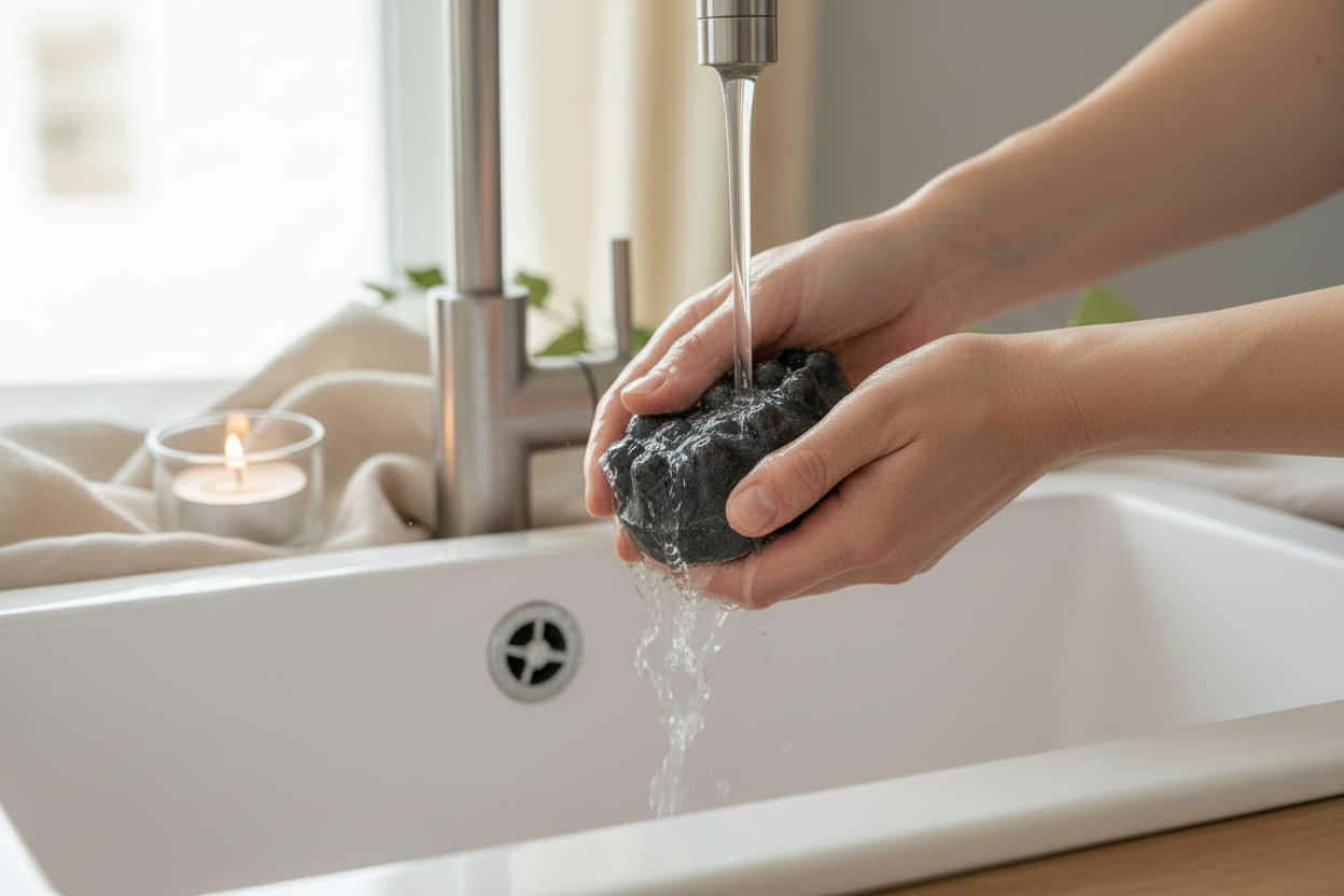 Savon Exfoliant avec Éponge Intégrée