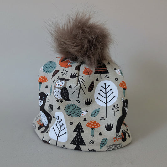 Tuque enfant doublée micropolar avec pompon amovible - 1 an (38 cm)